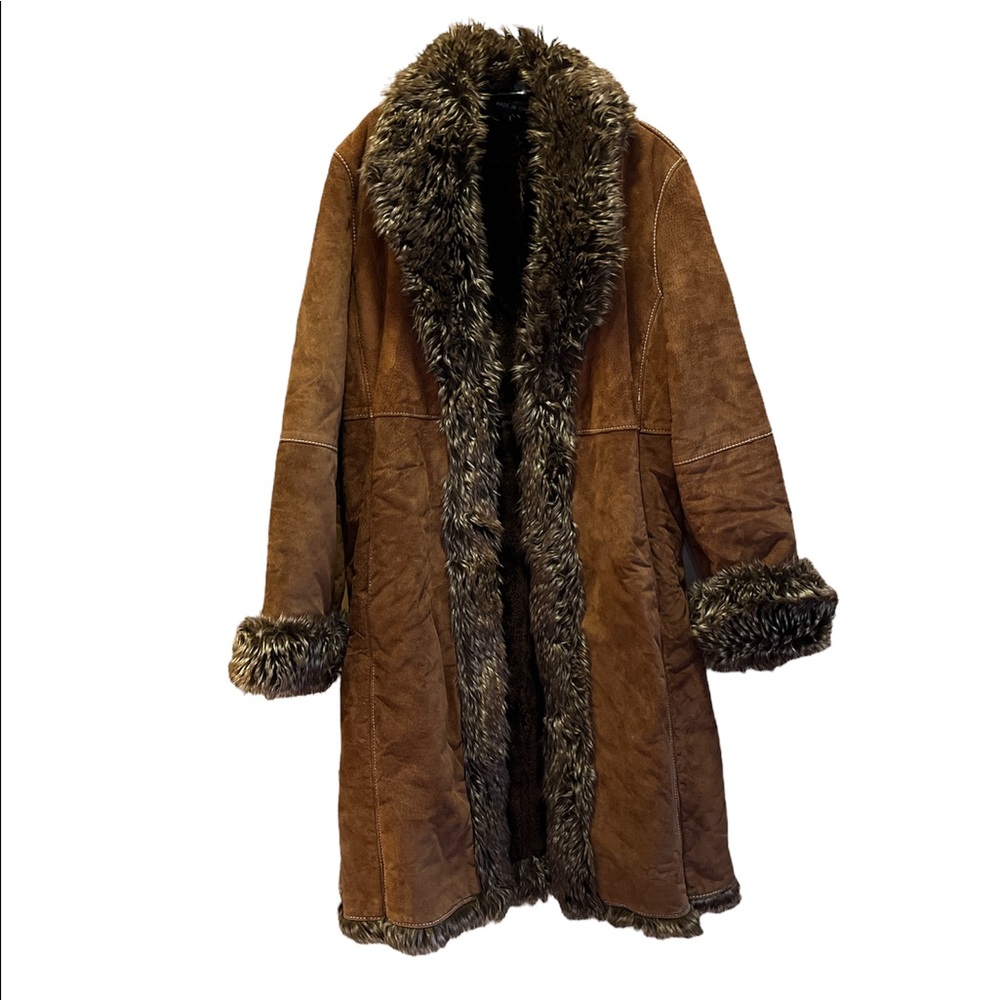 Faux Fur Lined Wilsons Leather Suede Womens Coat
